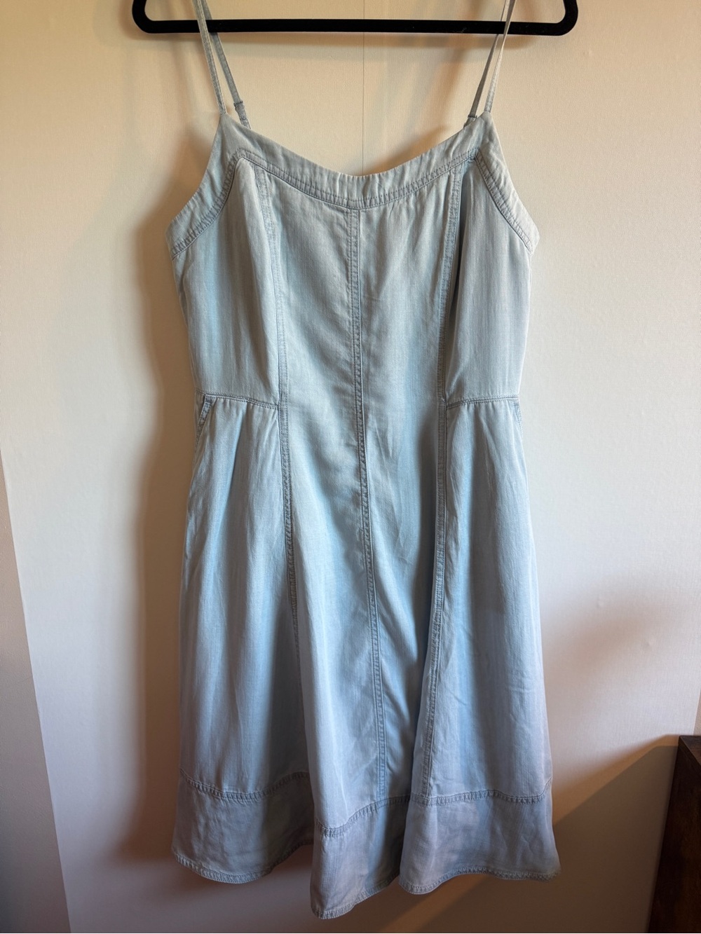 Renuar Chambray Midi Dress Medium Light Blue Fit Flare Summer Sundress